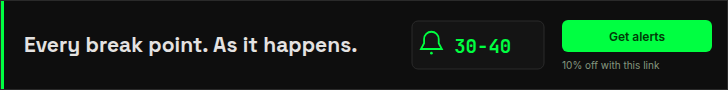 Break-point Alerts: every break point, as it happens. Discord and email.